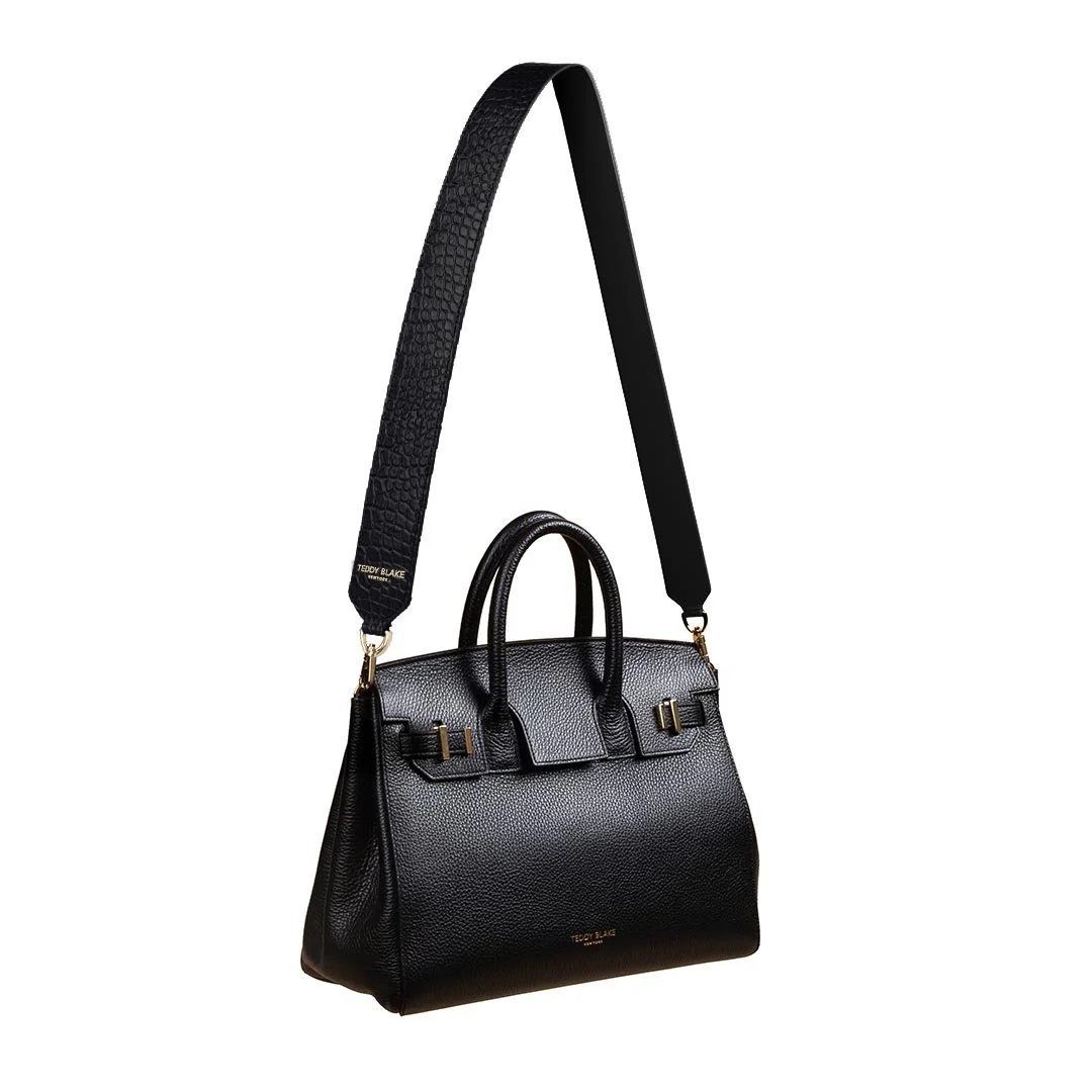 Croco Leather Wide Strap - Black - Image 5