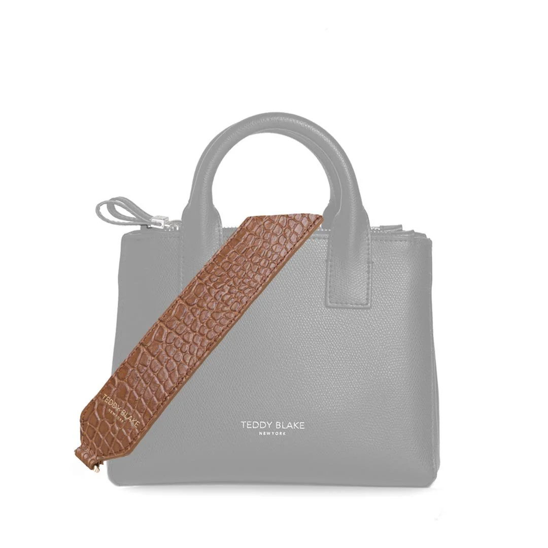 Croco Leather Wide Strap - Camel Brown - Image 3