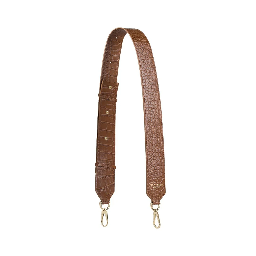 Croco Leather Wide Strap - Camel Brown - Image 4