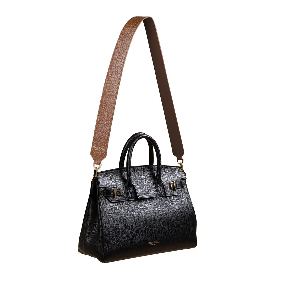 Croco Leather Wide Strap - Camel Brown - Image 5