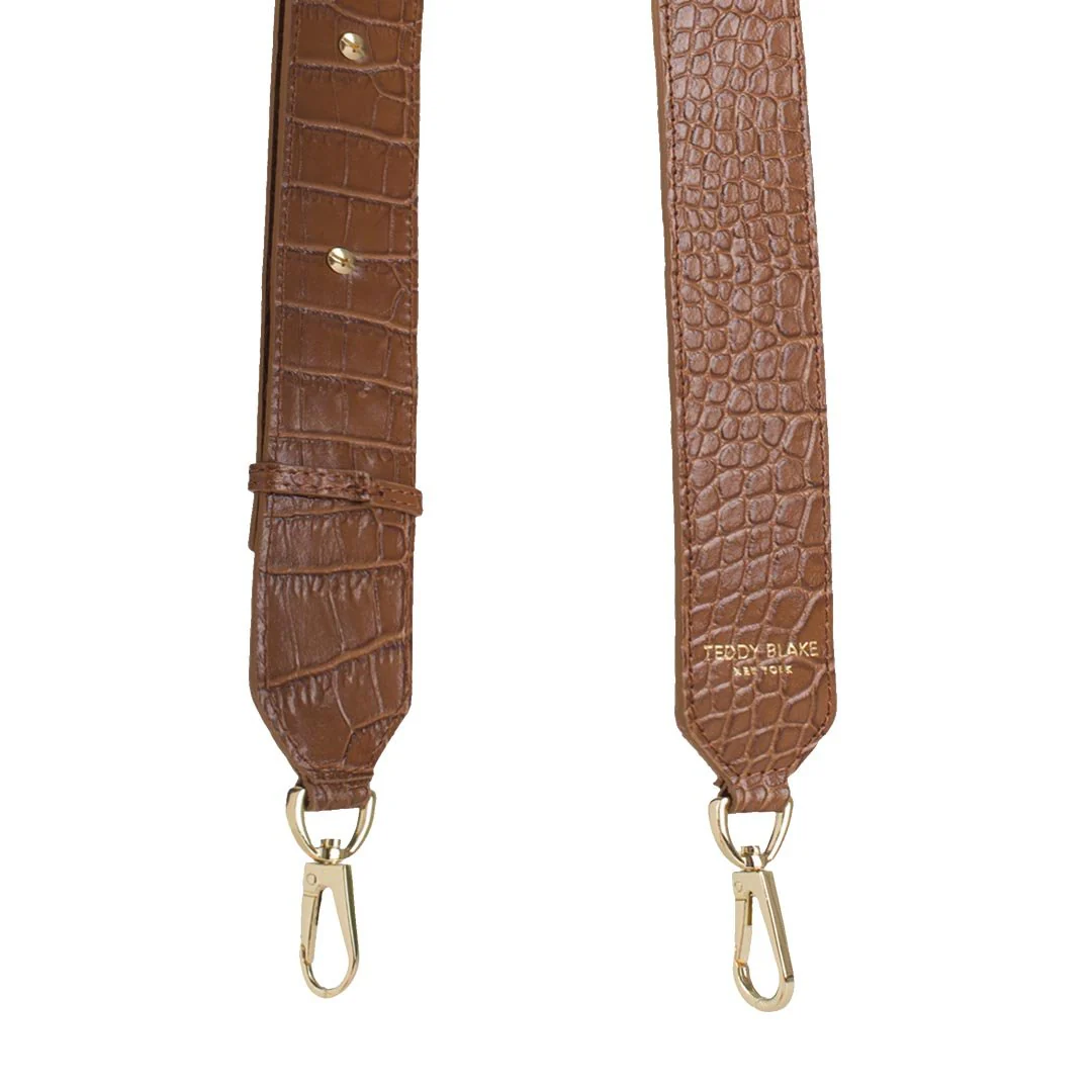 Croco Leather Wide Strap - Camel Brown - Image 6