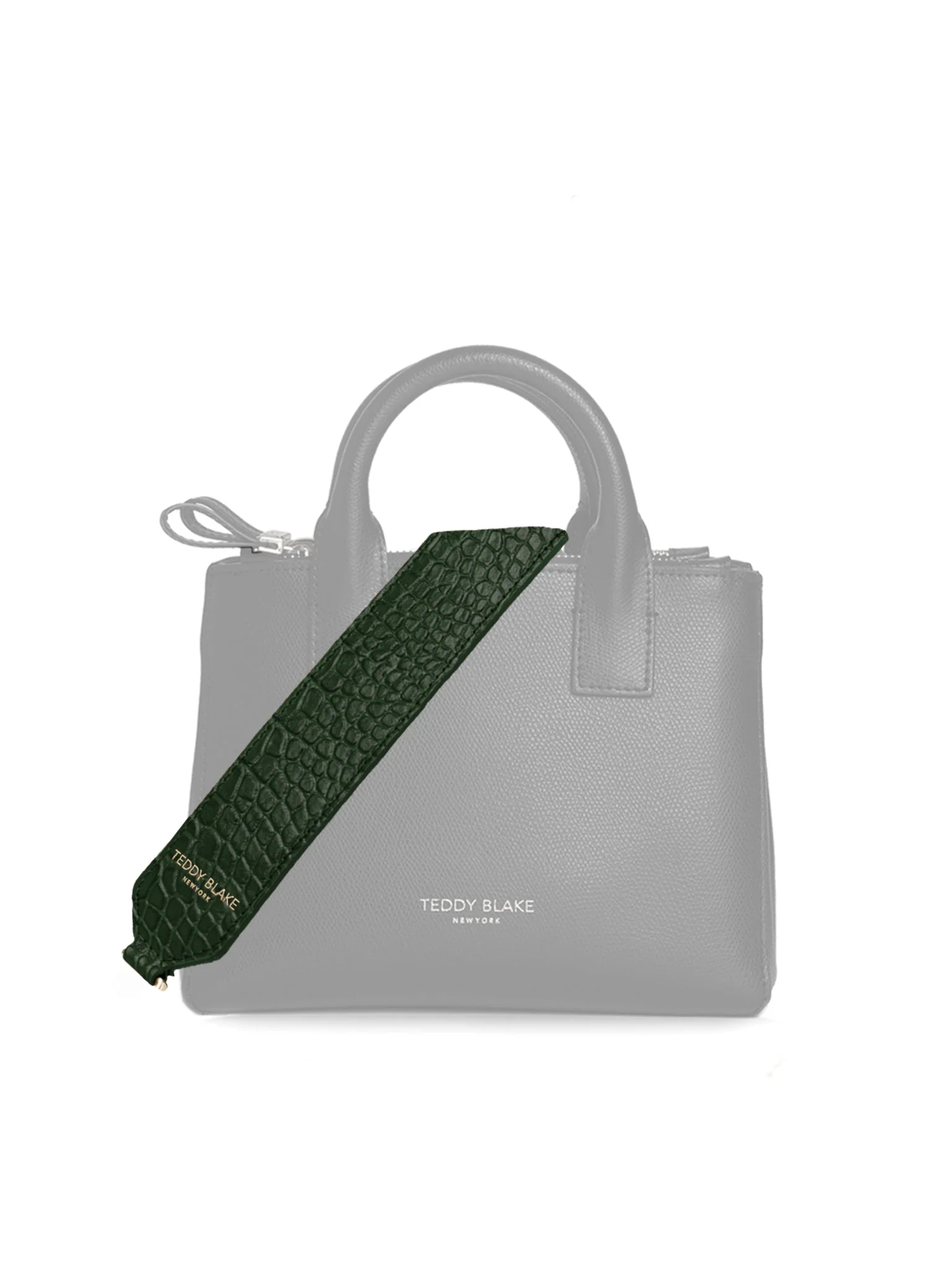 Croco Leather Wide Strap - Dark Green - Image 3