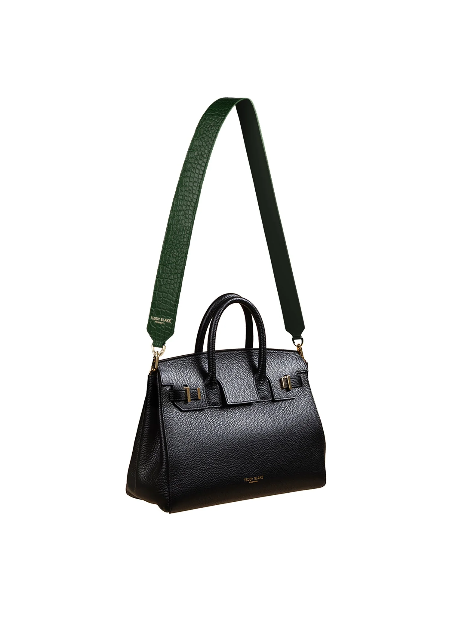 Croco Leather Wide Strap - Dark Green - Image 4
