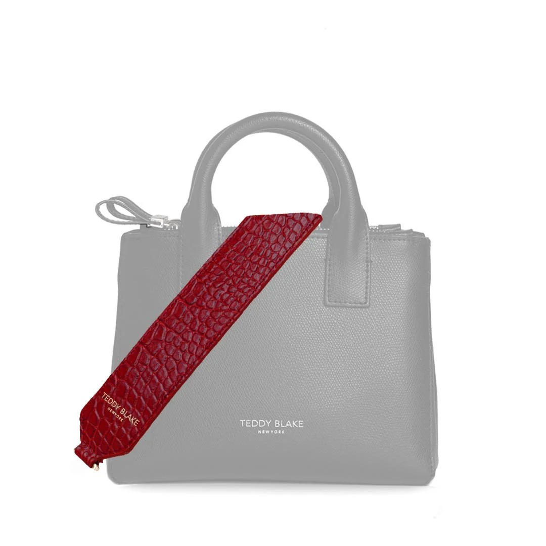 Croco Leather Wide Strap - Dark Red - Image 3