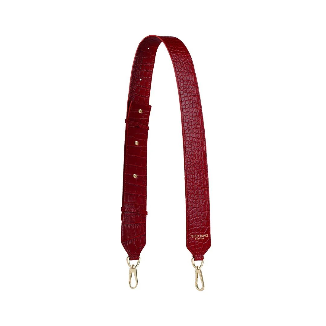 Croco Leather Wide Strap - Dark Red - Image 4