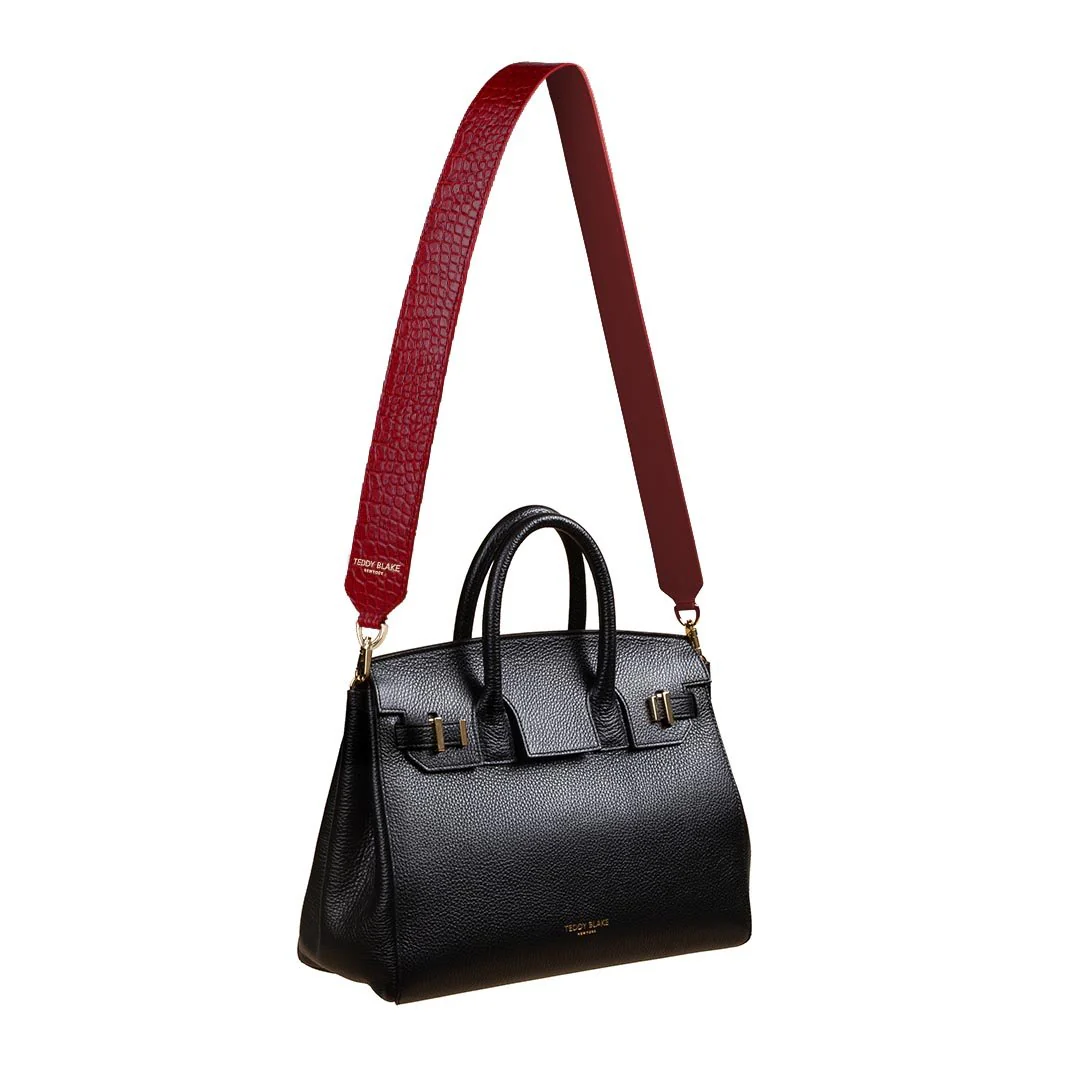 Croco Leather Wide Strap - Dark Red - Image 5