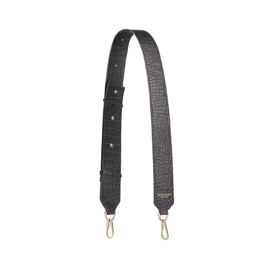 Croco Leather Wide Strap - Dark Grey - Image 4