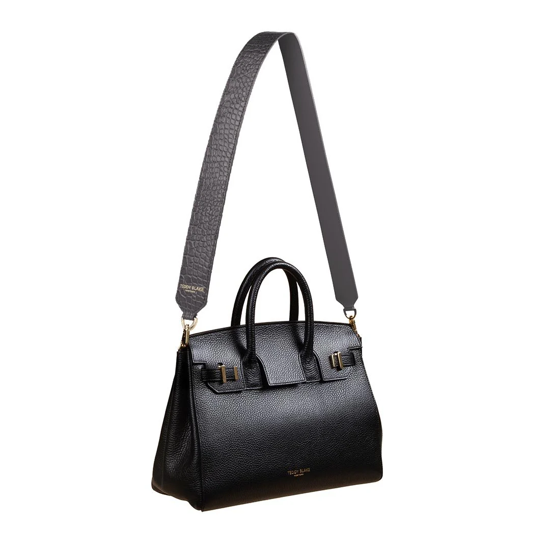 Croco Leather Wide Strap - Dark Grey - Image 5