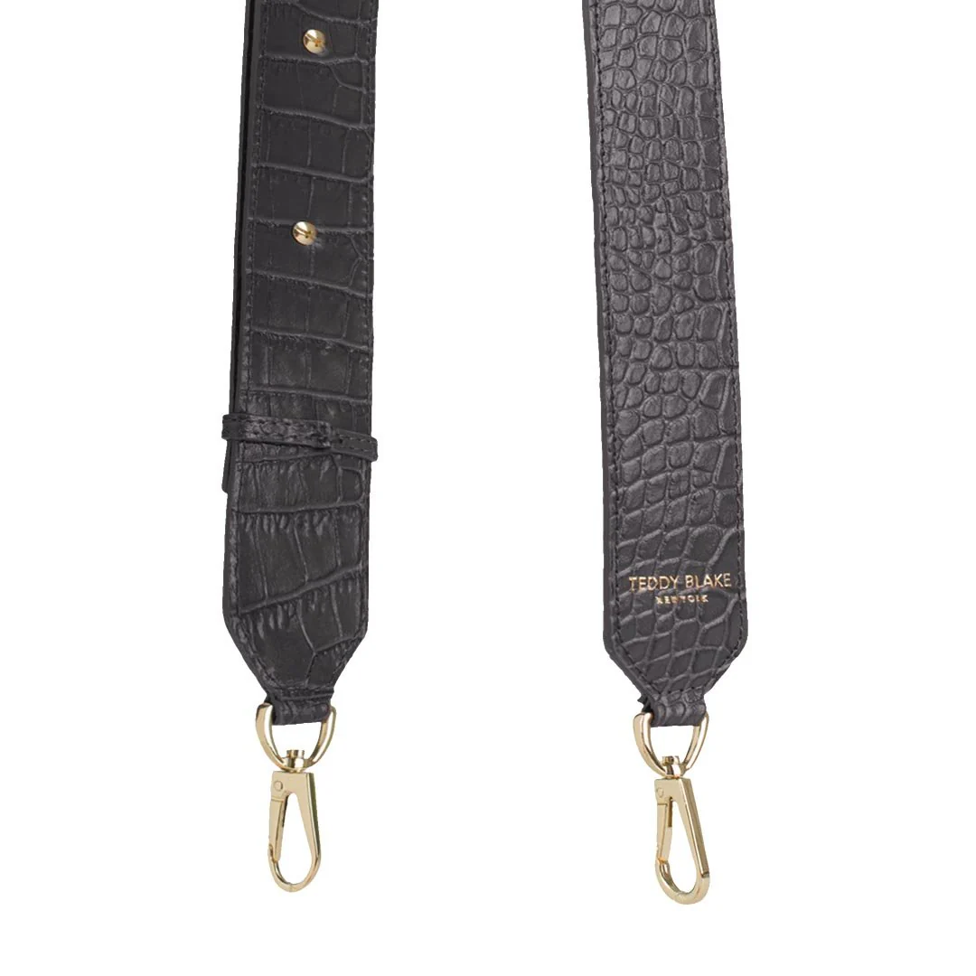 Croco Leather Wide Strap - Dark Grey - Image 6