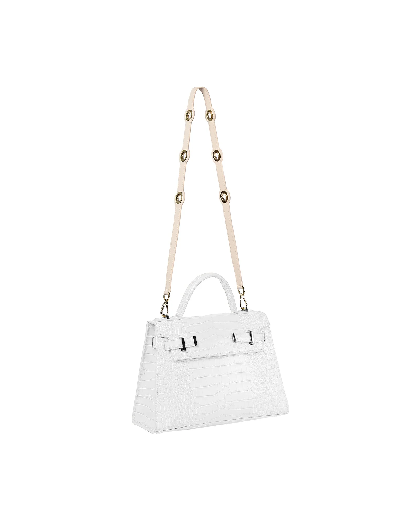 Eyelet Leather Strap - Cream - Image 4
