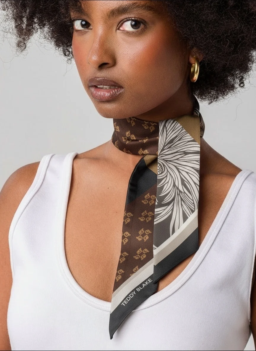 Silk Bag Tie - Dark Brown - Image 5
