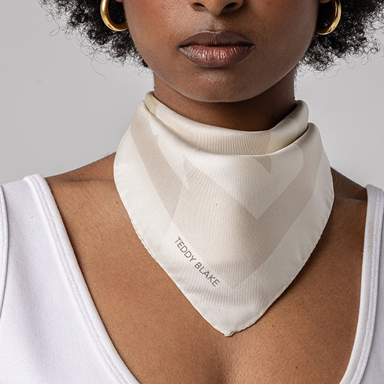 Square Silk Bag Tie - Beige - Image 2