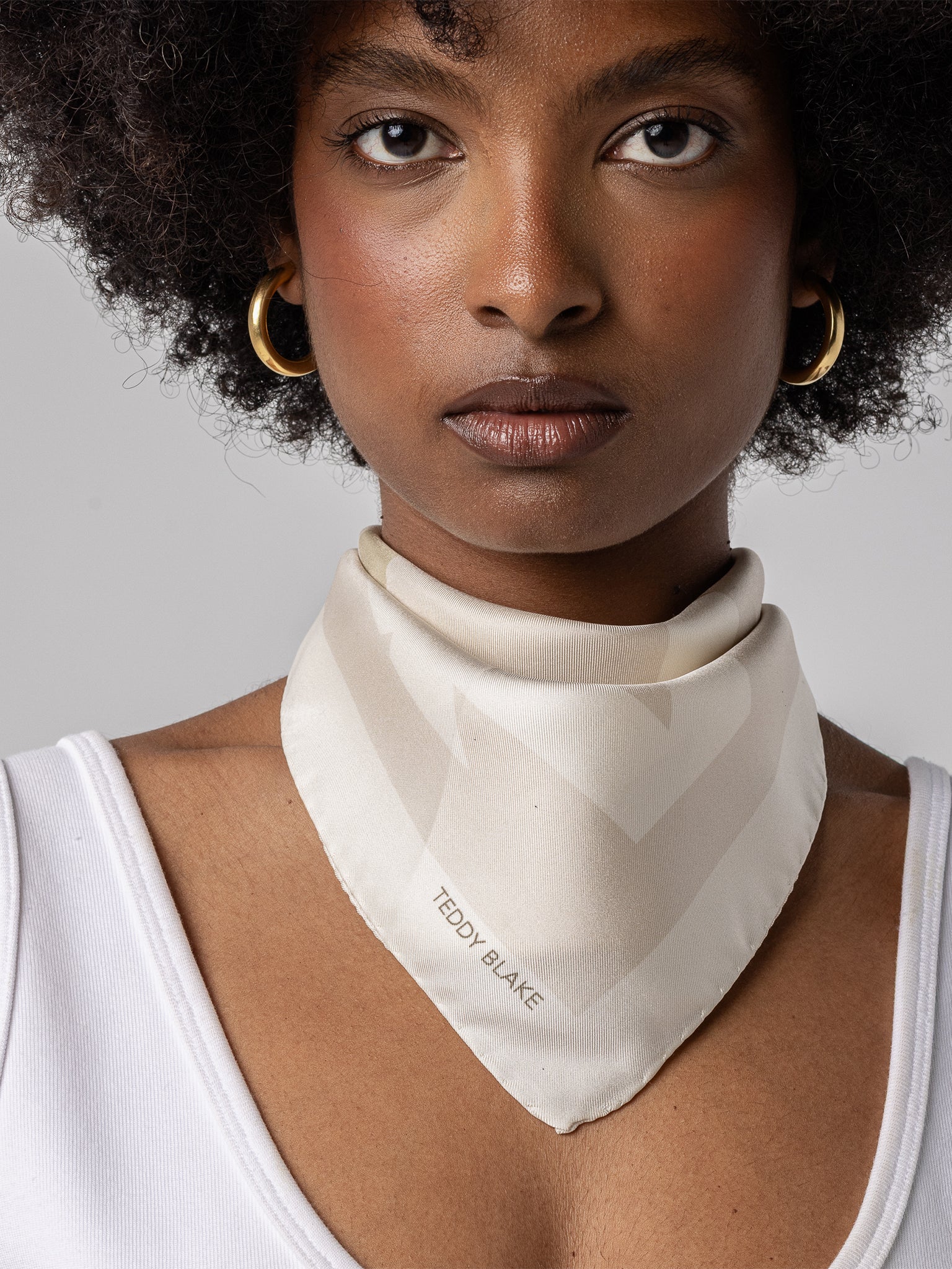 Square Silk Bag Tie - Beige - Image 5