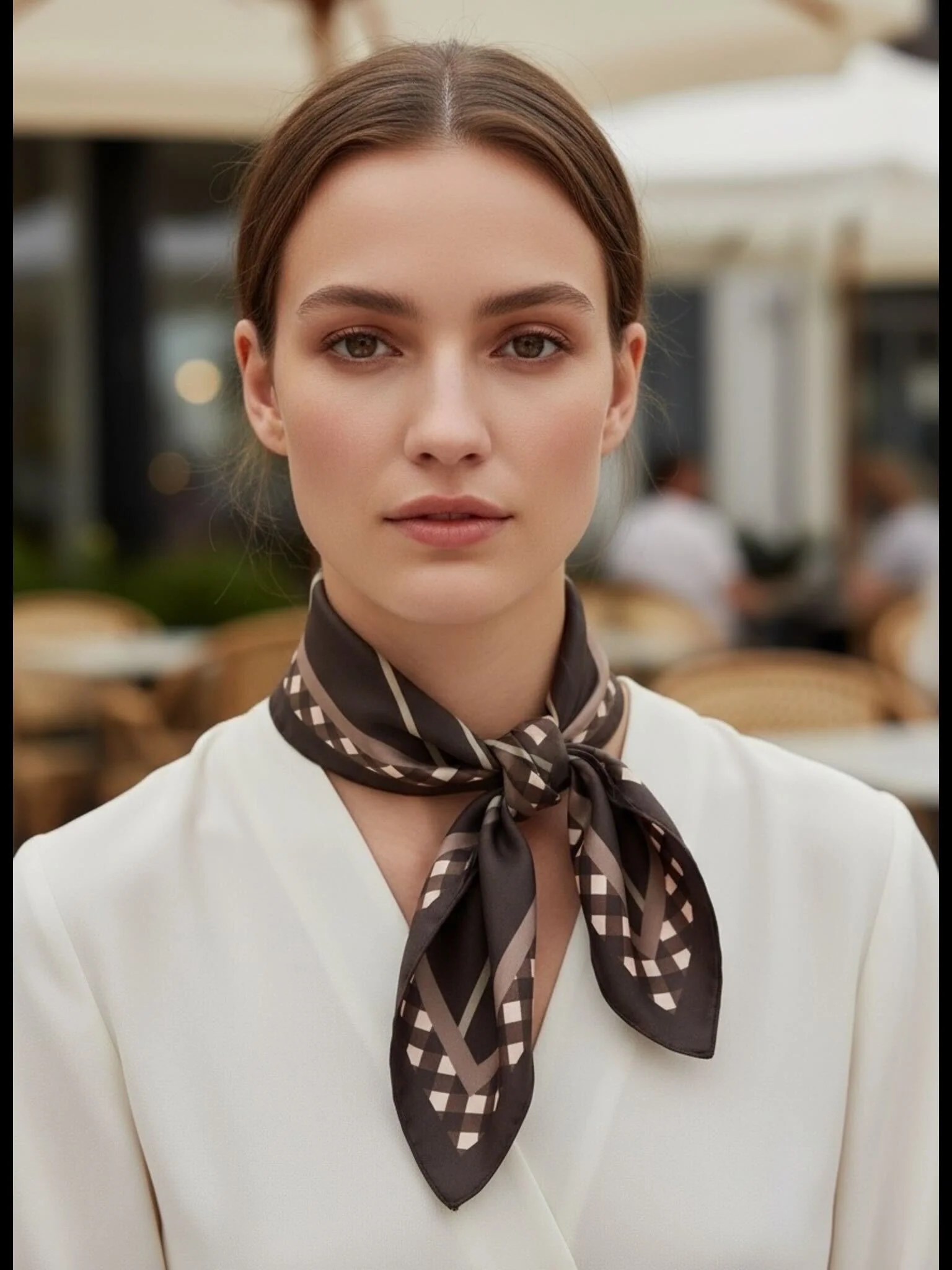 Square Silk Bag Tie - Dark Brown - Image 4