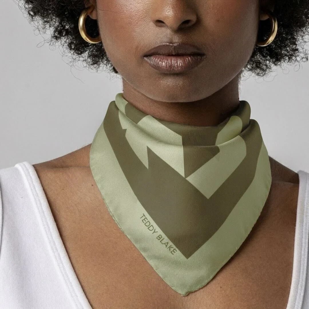 Square Silk Bag Tie - Olive - Image 4